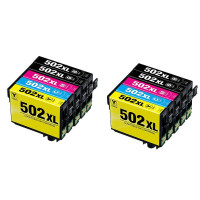 Epson 502 XL Dubbelt Set Plus BK (4xBK/2xC/2xM/2xY). Kompatibla (ej Epson original) bläckpatroner. T502XL. Fri frakt.