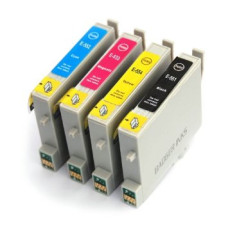 Epson T0556 Set (T0551, T0552, T0553, T0554) BK/C/M/Y. Bulkförpackning. Kompatibla ersättningspatroner (ej Epson original). Fri frakt.