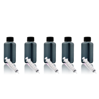 Bläck Svart 500 ml (5 x 100 ml). Påfyllnadsbläck för bläckpatroner. Fri frakt.