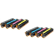 HP CF210A  / 131A Dubbelt Set  (CF210X + CF211A + CF212A + CF213A) 15200 sidor. Tonerkassetter kompatibla (ej HP Original). Fri frakt.