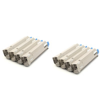 OKI C532 XL Dubbelt Set (2xBK/2xC/2xM/2xY) 50000 sidor. Kompatibla (ej OKI original) tonerkassetter. C542, MC563, MC573. 46490605, 46490607, 46490606, 46490608. Fri frakt.