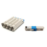 OKI C532 Set Plus BK (2xBK/C/M/Y) 7500 sidor. Kompatibla (ej OKI original) tonerkassetter. C542, MC563, MC573, 46490401, 46490402, 46490403, 46490404. Fri frakt.