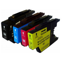 Brother LC1240 / LC1280 XL Set 30 ml/19 ml (Svart, Gul, Magenta, Cyan). Kompatibla bläckpatroner (ej Brother original). Fri frakt.