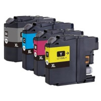 Brother LC125 / LC127 XL Set (Svart, Cyan, Magenta, Gul). Kompatibla bläckpatroner (ej Brother original). Fri frakt!