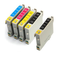 Epson T0445 Set Plus BK (T0441 x 2, T0442, T0443, T0444) kompatibla ersättningspatroner (ej Epson original) bulkförpackning. Fri frakt!