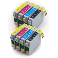 Epson T0715 XL Dubbelt Set (T0711, T0712, T0713, T0714) BK/C/M/Y. Kompatibla bläckpatroner (ej Epson original). Fri frakt! Fri frakt!