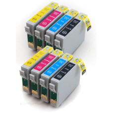 Epson T0715 XL Dubbelt Set (T0711, T0712, T0713, T0714) BK/C/M/Y. Kompatibla bläckpatroner (ej Epson original). Fri frakt! Fri frakt!
