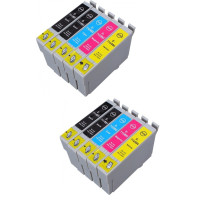 Epson T0715 XL Dubbelt Set Plus BK (T0711, T0712, T0713, T0714) BK/C/M/Y. Kompatibla bläckpatroner (ej Epson original). Fri frakt.