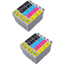 Epson T0715 XL Dubbelt Set Plus BK (T0711, T0712, T0713, T0714) BK/C/M/Y. Kompatibla bläckpatroner (ej Epson original). Fri frakt.